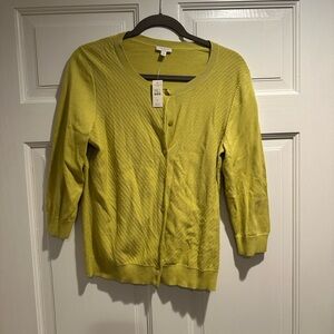 Talbots Chartreuse Cardigan Sweater